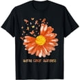 thumbnail image 1 of Daisy Butterfly Peach Ribbon Uterine Cancer Awareness T-Shirt, 1 of 2