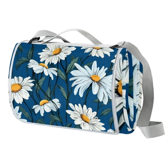 Daisy Canvas Picnic Mat for Outdoor Activities and Beach Trips with Waterproof Backing - Portable and Durable Mat for Family Picnics and Camping Adventures