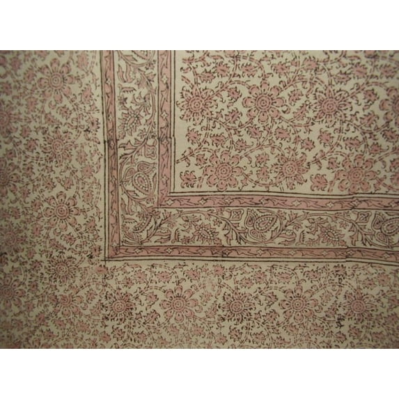 Daisy Chain Block Print Tapestry Cotton Bedspread 108" x 88" Full-Queen Pink