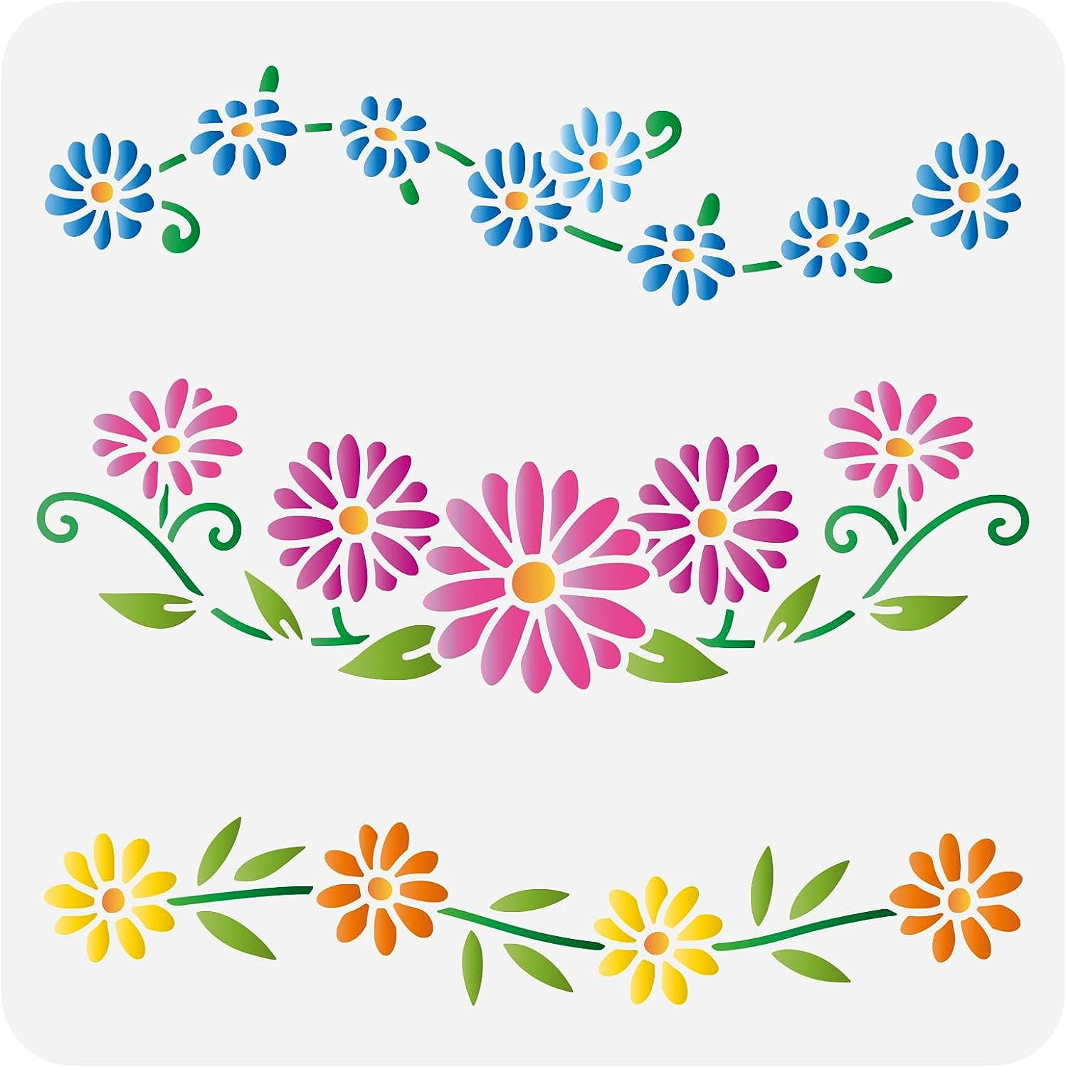 Daisy Chain Stencils 11.8x11.8inch Reusable Daisy Drawing Stencil DIY ...