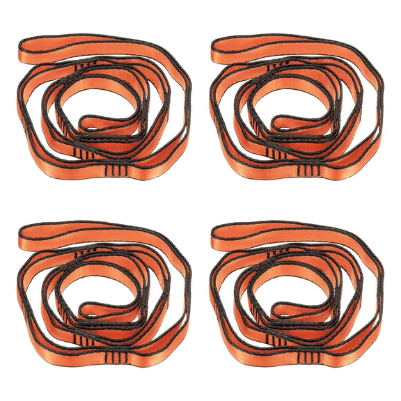 Daisy Chain Straps Strong Climbing Strap Adjustable Nylon Chain Sling with 8 Loops Orange 2 Pack 51 Inch