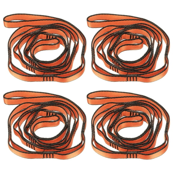 Daisy Chain Straps Strong Climbing Strap Adjustable Nylon Chain Sling with 8 Loops Orange 2 Pack 59 Inch