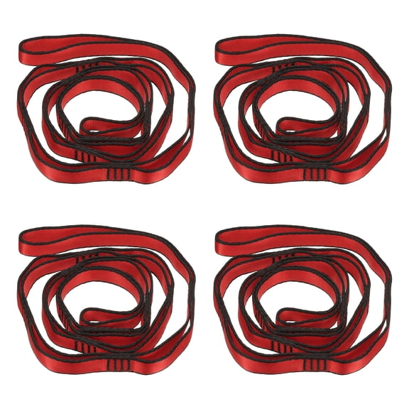 Daisy Chain Straps Strong Climbing Strap Adjustable Nylon Chain Sling with 8 Loops Red 2 Pack 51 Inch