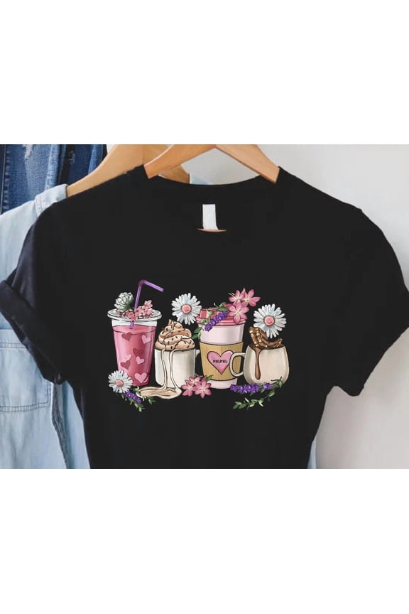 Daisy Coffee Cups Shirt,Mother's Day Gifts,Mama Coffee Shirts,Flowers Lovers Women Tshirt,Mama Needs Tee,Spring Floral Outfit,Wife TSHIRT All Size S-5XL