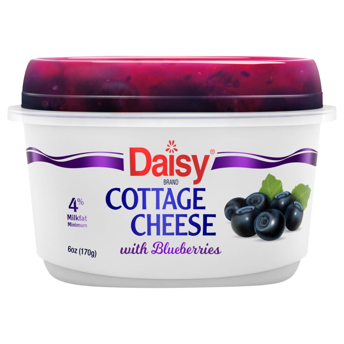 Daisy Cottage Cheese with Blueberry, 4% Milkfat, 6 oz Cup (Refrigerated) 14g of Protein per Serving