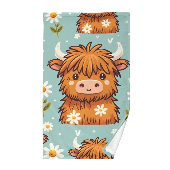 Daisy Cows Flowers Hand Towel Bath Towels Face Towels Cotton Absorbent for Home Hotel Spa Swimming Yoga Sports
