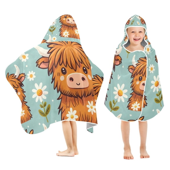 Daisy Cows Flowers Kid Bath Towels Bath Beach Towel Super Soft and Absorbent for Kid Girl Boy Babie Toddler Infant
