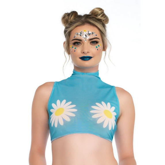 Leg Avenue Daisy Crop Top, Medium, Blue