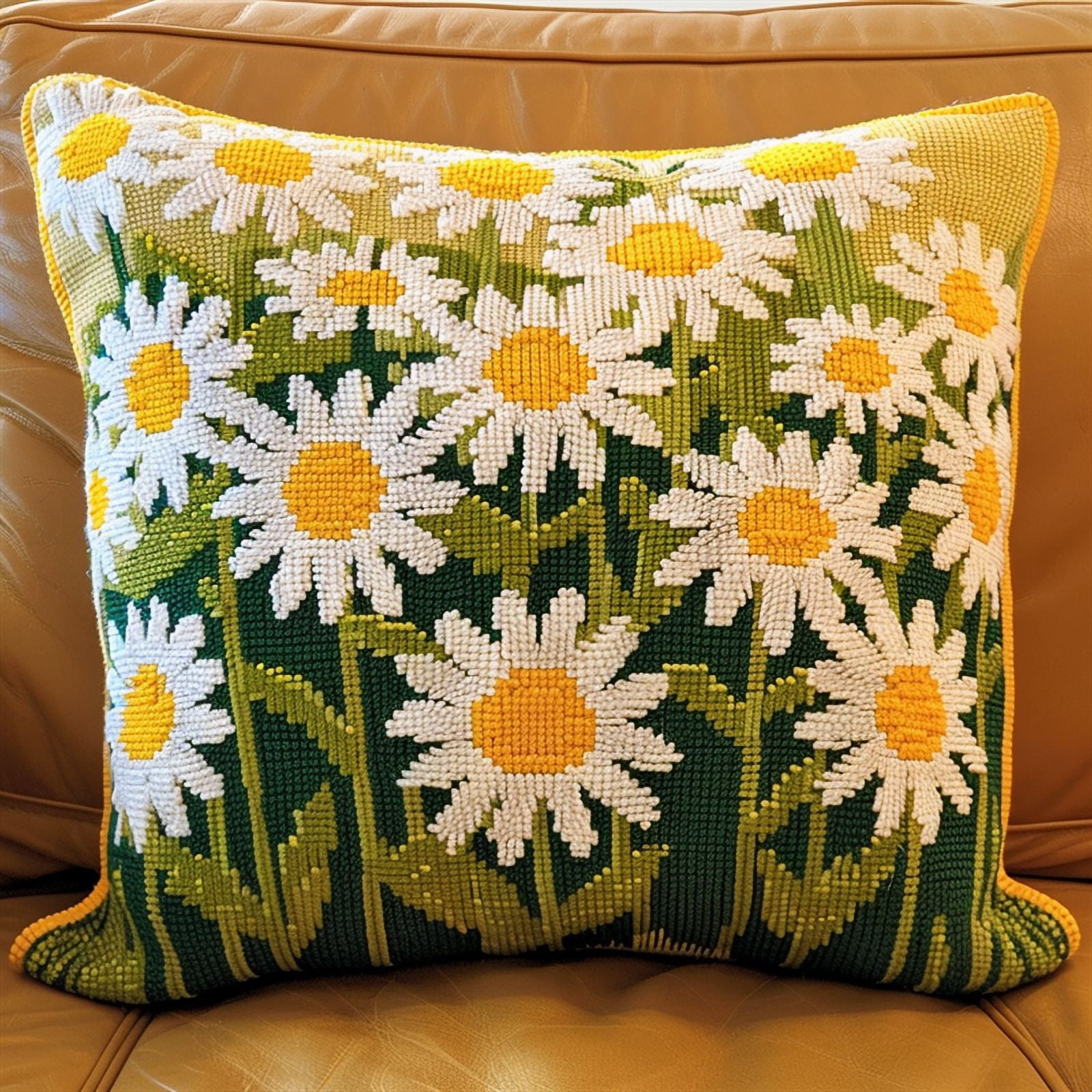 Daisy Cross Stitch Throw Pillow Case Kits , 45X45cm , Cross Stitch Kits for Adults (11ct)