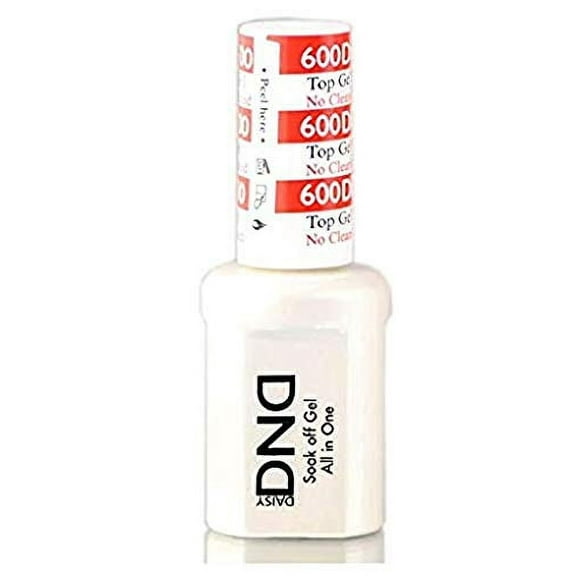 Daisy DND 600 TOP GEL, No Cleanser Needed, Soak off Gel NAIL All In One Top Coat for Nails (with bonus side Glitter) Made in USA (600 TOP GEL)