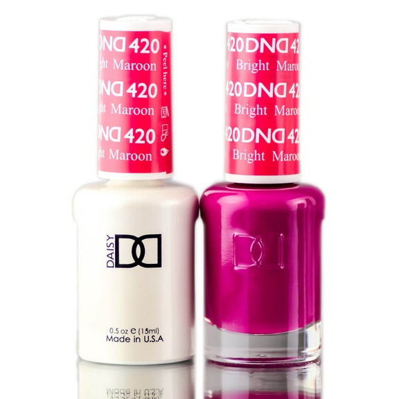 Daisy DND Pinks & Oranges Soak Off GEL POLISH DUO, All In One Gel Lacquer + Matching Nail Polish Color - Bright Maroon (420)