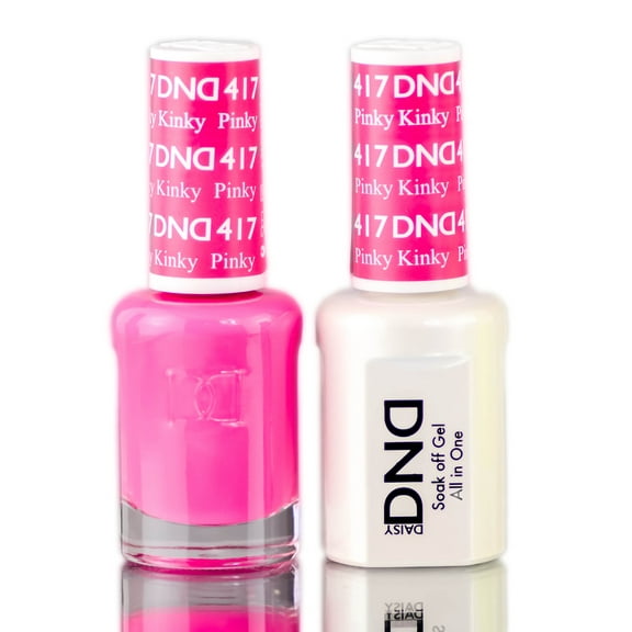 Daisy DND Pinks & Oranges Soak Off GEL POLISH DUO, All In One Gel Lacquer + Matching Nail Polish Color - Pinky Kinky (417)