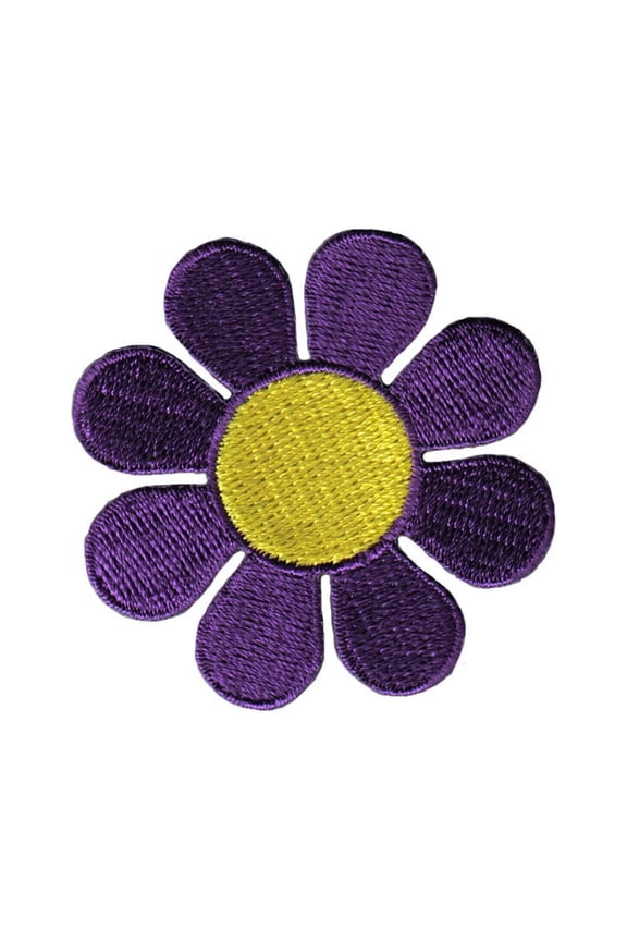 Daisy Dark Purple Petals Yellow Center Patch Hippie Cute Flower Iron On Applique