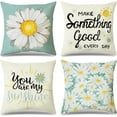thumbnail image 1 of Daisy Decorative Throw Pillow Covers Set of 4 18x18 Inch Super Soft Pillow Cases for Farmhouse Patio Sofa and Living Room Adorable Blue and Beige Throw Pillows for Couch Fresh and Inviting, 1 of 6