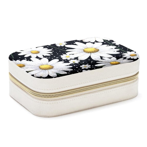 Daisy Decorative Velvet Jewelry Box with Removable Compartment - Portable Necklace Organizer - Great Gift!