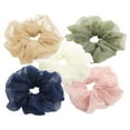 thumbnail image 1 of Daisy Del Sol 5 Pack Assorted Pastel Solid Color Sheer Organza Chiffon Ponytail Holder Hair Scrunchies, 1 of 7