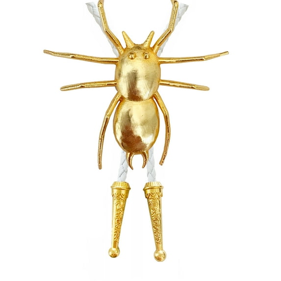Daisy Del Sol Handmade Gold 3D Bumblebee Butterfly Seashell Hibiscus Spider Vegan Faux Leather Adjustable Fashion Statement Necklace Bolo Tie