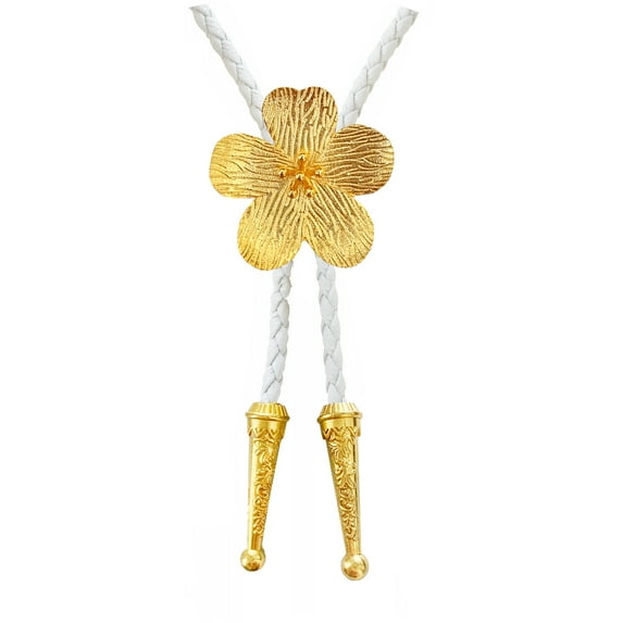 Daisy Del Sol Handmade Gold 3D Bumblebee Butterfly Seashell Hibiscus Spider Vegan Faux Leather Adjustable Fashion Statement Necklace Bolo Tie