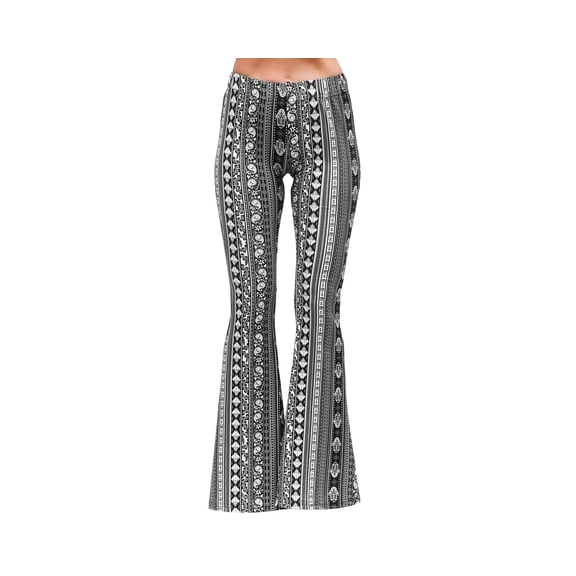 Daisy Del Sol High Waist Gypsy Comfy Yoga Ethnic Tribal Stretch Palazzo 70s Bell Bottom Fit to Flare Pants