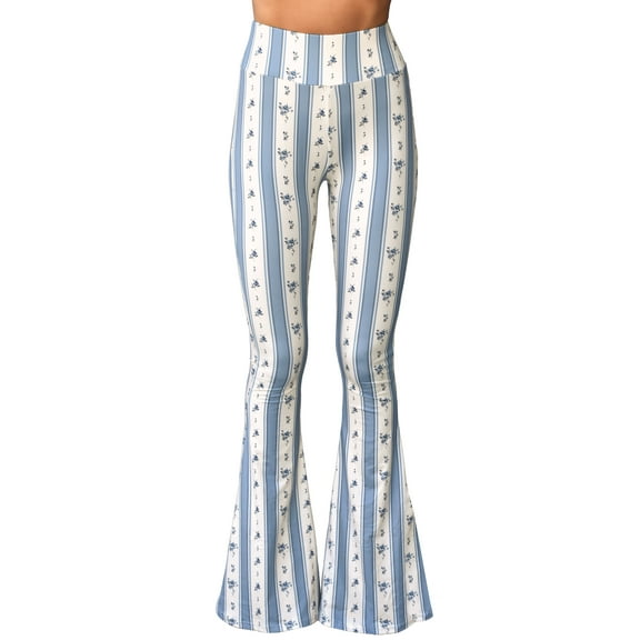 Daisy Del Sol High Waist Gypsy Comfy Yoga Ethnic Tribal Stretch Palazzo 70s Bell Bottom Fit to Flare Pants