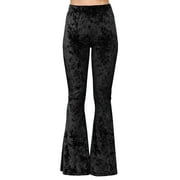 Daisy Del Sol High Waist Soft Crushed Velvet Gypsy Comfy Yoga Ethnic Tribal Stretch 70s Bell Bottom Flare Pants