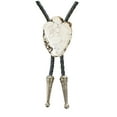 thumbnail image 1 of Daisy Del Sol White Howlite Stone Bolo Tie Braided Vegan Faux Leather Silver Tips Handmade Necklace Adjustable Boho Bohemian Western Jewelry, 1 of 8