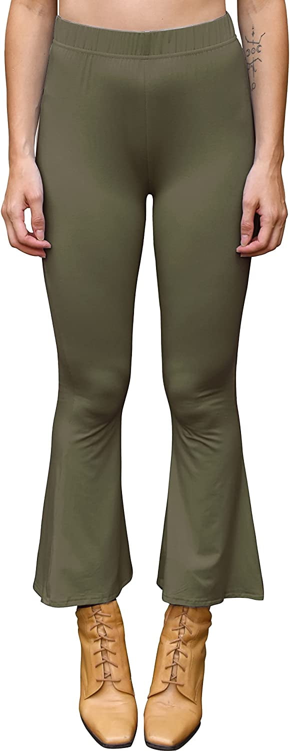 Daisy Del Sol Women's High Waisted Ankle Length Cropped Kick Flare Capri Bell Bottom Stretch