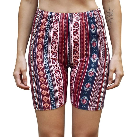 Daisy Del Sol Women's High Waisted Stretchy Soft Tie Dye Floral Solid Yoga Athleisure Loungewear Biker Long Shorts