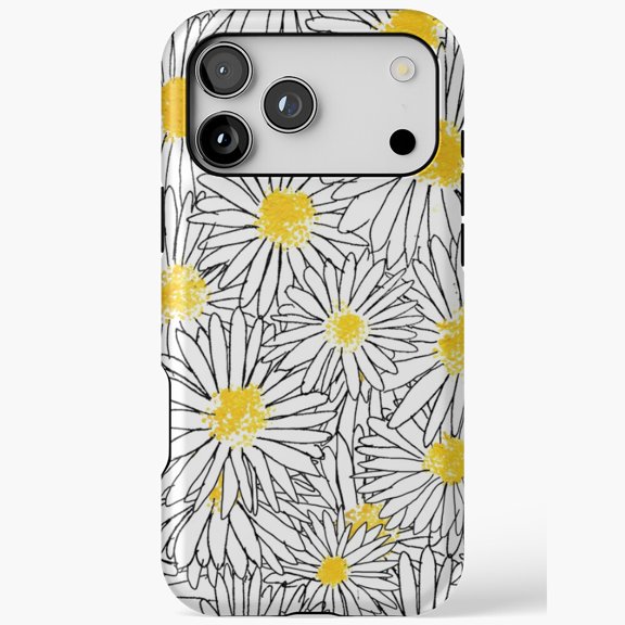 Daisy Delight Floral for iPhone Case 11 through 17 Pro Max - White Yellow Flowers