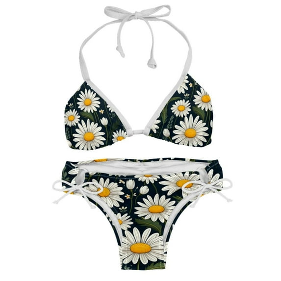 Daisy Detachable Sponge Adjustable Strap Bikini Set Two-Pack - Ideal for Beach & Pool Parties