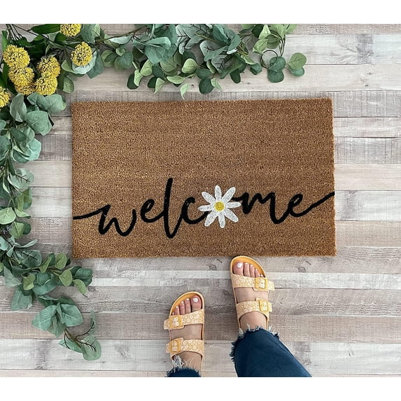 Daisy Doormat, Flower Doormat, Floral Door mat, Spring Welcome Mats, Front Door Decor, Spring Porch Decor, New Home Gift, Doormat Decor 30x18 Inch