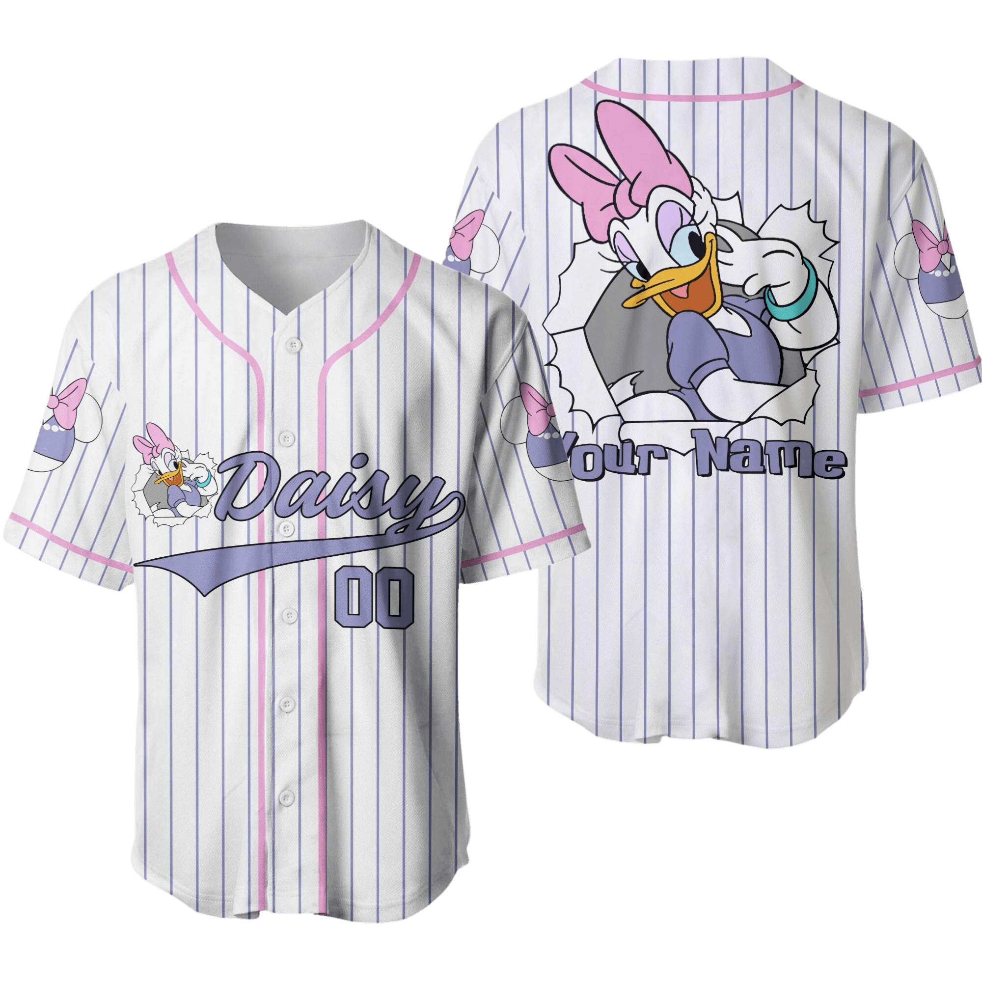Daisy Duck Baseball Jersey, Custom Name Number Baseball Shirt, Disney ...