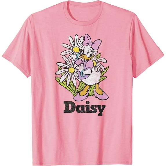 Daisy Duck Floral Portrait DTG Print Unisex T-Shirt,Light Pink Color,Size 3XL