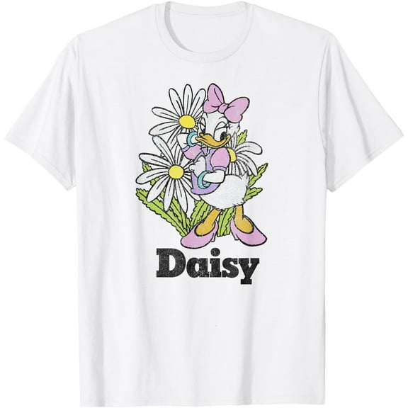 Daisy Duck Floral Portrait DTG Print Unisex T-Shirt