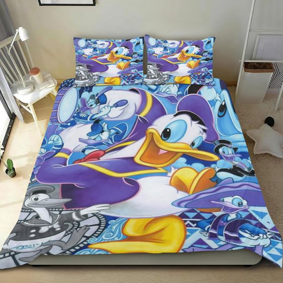 Daisy Duck Goofy Themed Bed Sheet Set Three Piece Set 53x79 In ches Comfortable And Skin Friendly Unique Design Creating A Star Studded Night Home Decor Gifts For Family Friends fans