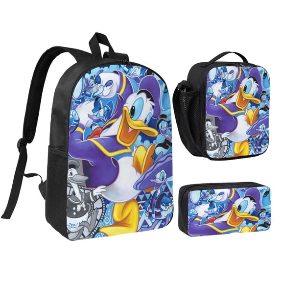 Daisy Duck Goofy Three piece backpack set young backpack combination backpack lunch bag pencil case