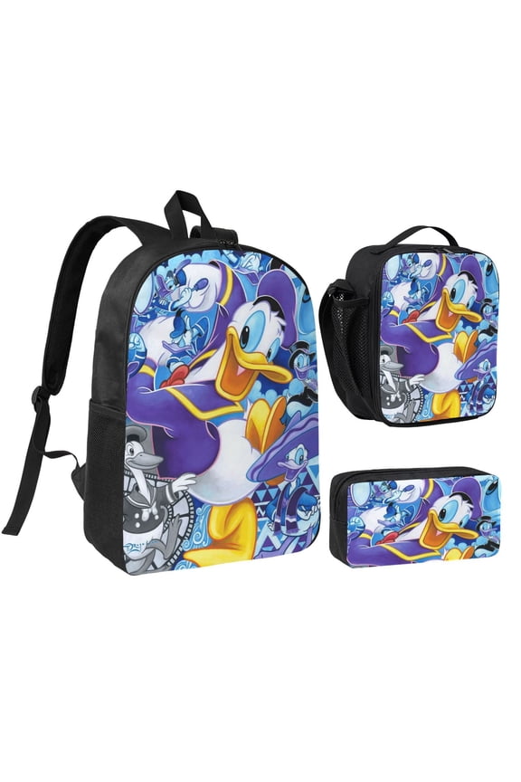 Daisy Duck Goofy Three piece backpack set young backpack combination backpack lunch bag pencil case