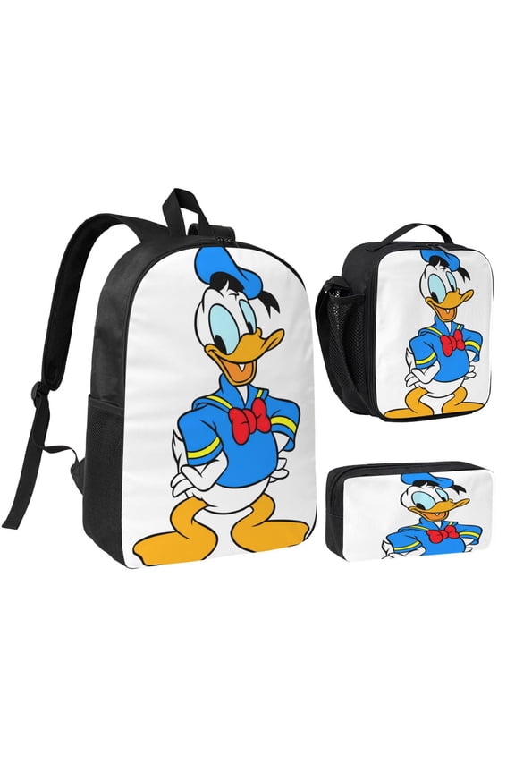Daisy Duck Goofy Three piece backpack set young backpack combination backpack lunch bag pencil case
