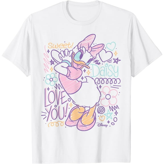 Daisy Duck Love You Scribble DTG Print Unisex T-Shirt