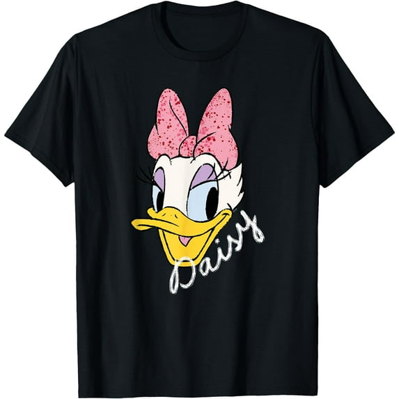 Daisy Duck Sassy & Glamorous Speckled Bow and Name DTG Print Unisex T-Shirt,Black Color,Size 2T