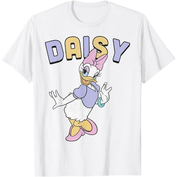 Daisy Duck Simple Portrait DTG Print Unisex T-Shirt,White Color,Size 2T
