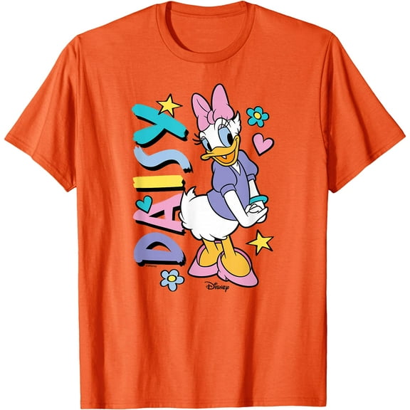Daisy Duck With Icons DTG Print Unisex T-Shirt,Orange Color,Size 2T