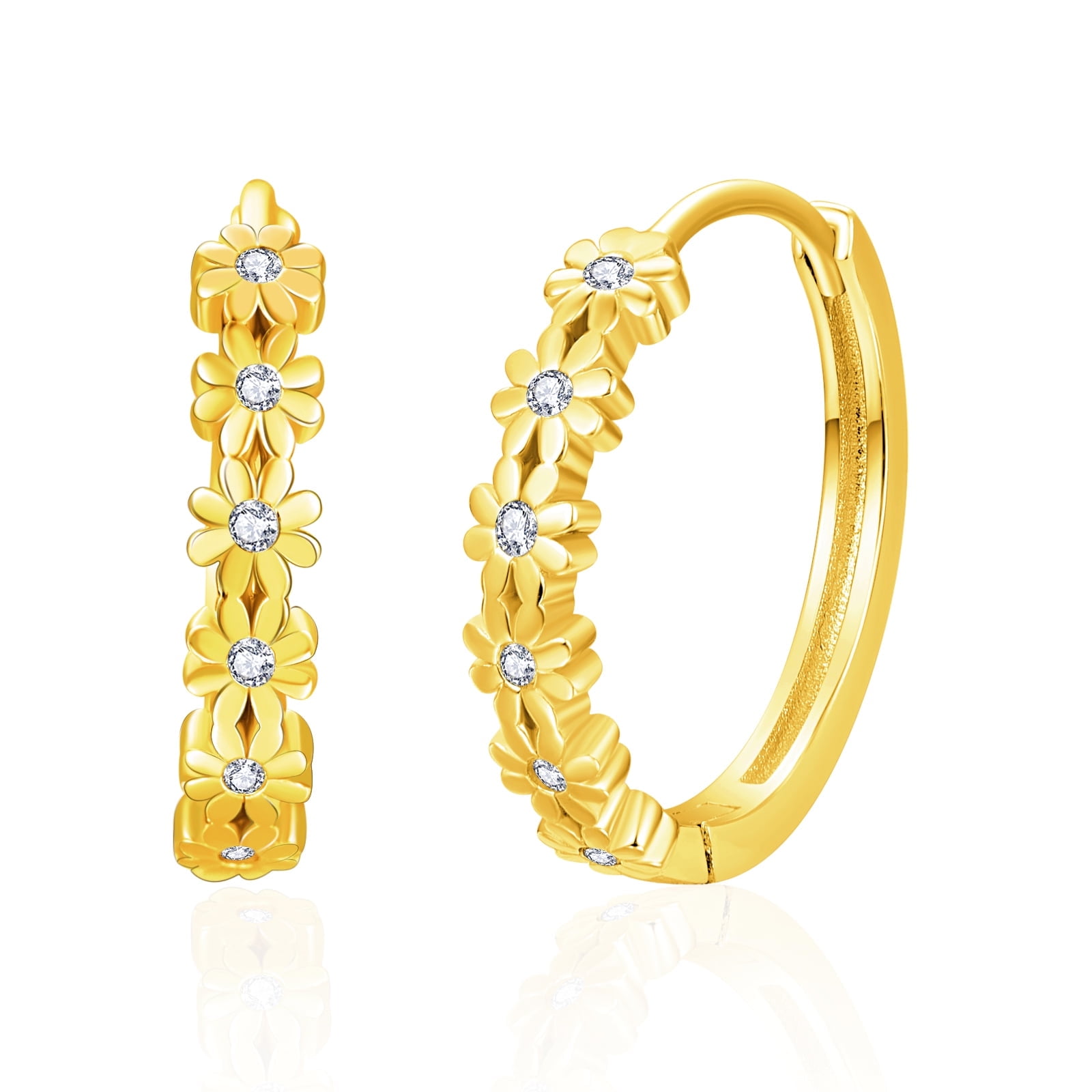 Daisy Earring Hoops Earrings for Women, 925 Sterling Silver Gold Plated Jewelry Birthday Gifts
