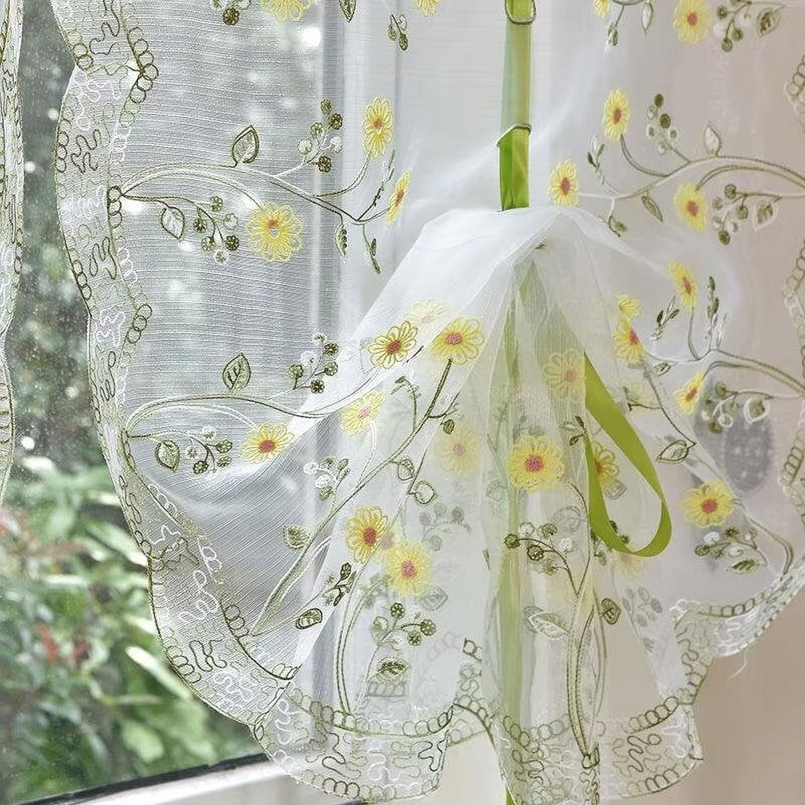Daisy Embroidery Curtain Privacy Curtain Kitchen Valance Roman Shades