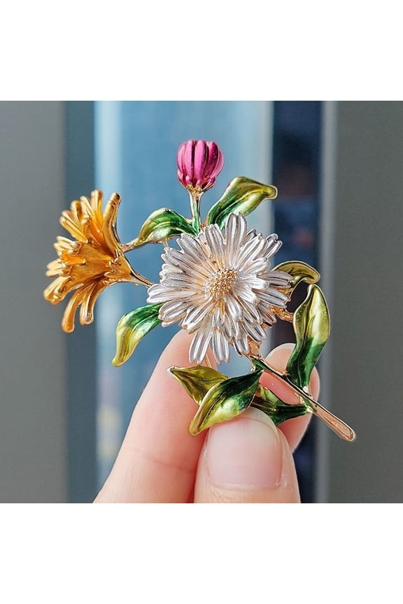 Daisy Enamel Pins Alloy Brooch for Backpack Clothes Gold 65x45mm DIY