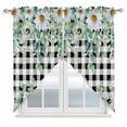 thumbnail image 1 of Daisy Eucalyptus Leaf Swag Valances for Windows 2 Pack Summer Flower Black White Plaid Swag Kitchen Curtains 36 Inches Long Rod Pocket Short Window Treatment for Kitchen Bathroom 28"x36", 1 of 9