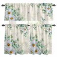 thumbnail image 1 of Daisy Eucalyptus Leaves Kitchen Curtains Valances and Tiers Set of 3 Floral Spring Vintage Countryside Tier Curtains and Valance with Rod Pocket for Small Windows, 27.5"x24", 1 of 9
