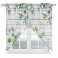 thumbnail image 1 of Daisy Eucalyptus Leaves Swag Valances for Windows 2 Pack Floral Spring White Wood Grain Swag Kitchen Curtains 36 Inches Long Rod Pocket Short Window Treatment for Kitchen Bathroom 28"x36", 1 of 9