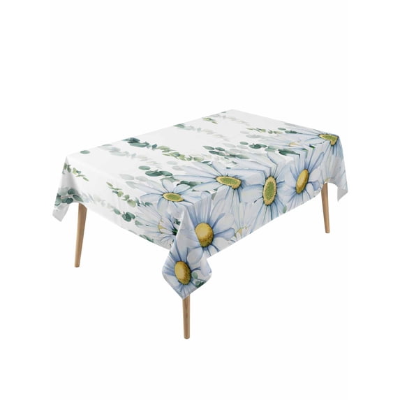 Daisy Eucalyptus Table Cloth, Waterproof Tablecloth for Rectangle ...