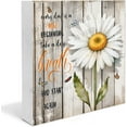 thumbnail image 1 of Daisy Everyday is A New Beginning Rustic Farmhouse Wooden Box Sign Desk Decor Decorative Sign for Table Shelf Positive Quote Sign 5"x5", 1 of 8